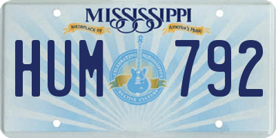MS license plate HUM792
