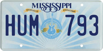 MS license plate HUM793