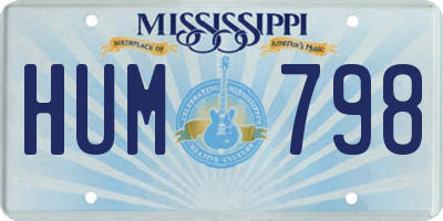 MS license plate HUM798