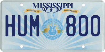 MS license plate HUM800