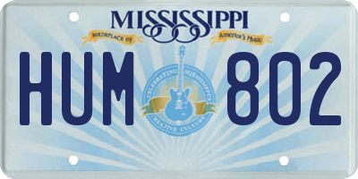 MS license plate HUM802