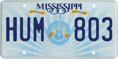 MS license plate HUM803