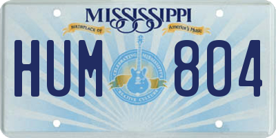 MS license plate HUM804
