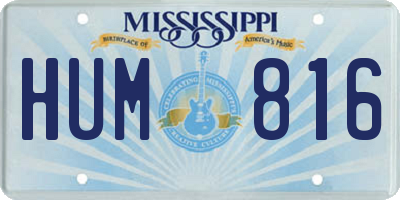 MS license plate HUM816