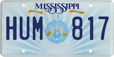 MS license plate HUM817