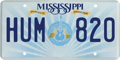 MS license plate HUM820