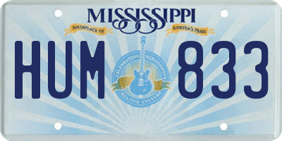 MS license plate HUM833