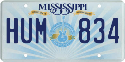 MS license plate HUM834