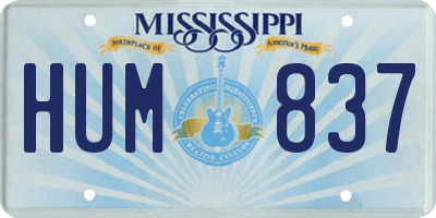 MS license plate HUM837