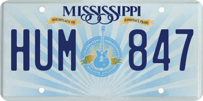 MS license plate HUM847