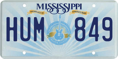 MS license plate HUM849