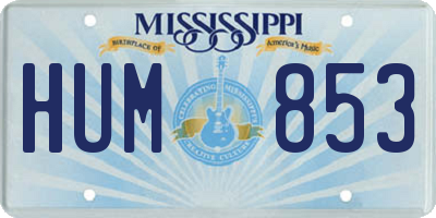 MS license plate HUM853