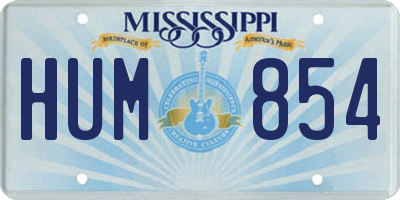 MS license plate HUM854