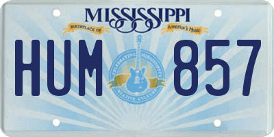 MS license plate HUM857