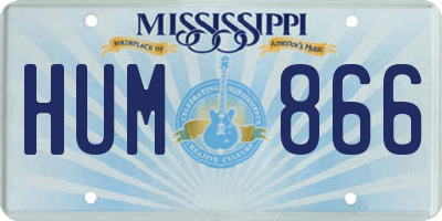 MS license plate HUM866