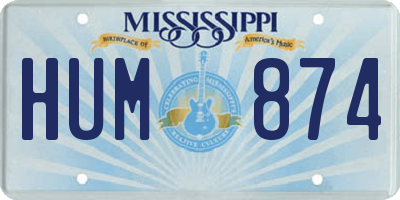 MS license plate HUM874