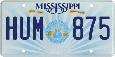 MS license plate HUM875