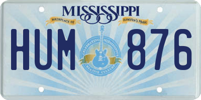 MS license plate HUM876