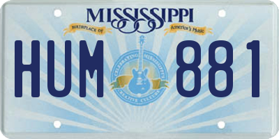 MS license plate HUM881