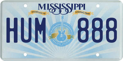 MS license plate HUM888