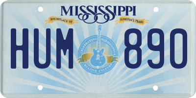 MS license plate HUM890
