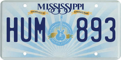 MS license plate HUM893