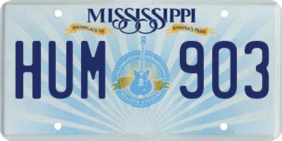 MS license plate HUM903