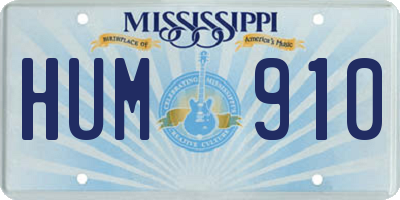 MS license plate HUM910