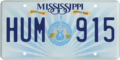 MS license plate HUM915