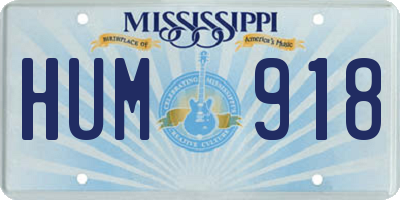 MS license plate HUM918