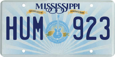 MS license plate HUM923