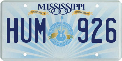 MS license plate HUM926