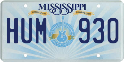 MS license plate HUM930