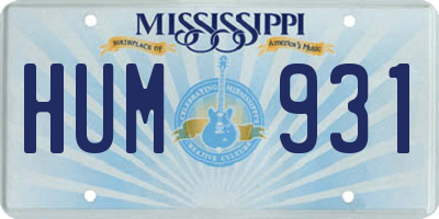 MS license plate HUM931