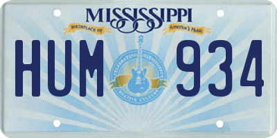 MS license plate HUM934