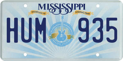 MS license plate HUM935