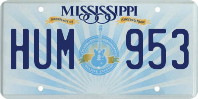 MS license plate HUM953