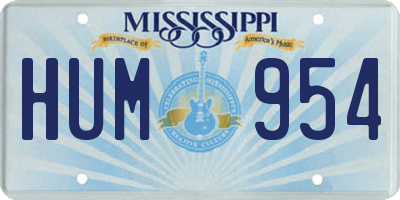 MS license plate HUM954