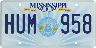 MS license plate HUM958