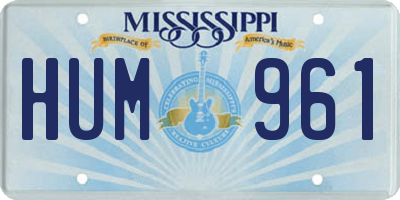 MS license plate HUM961