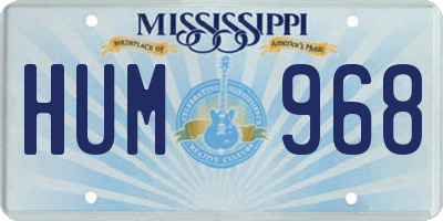 MS license plate HUM968