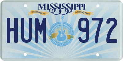 MS license plate HUM972