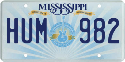 MS license plate HUM982