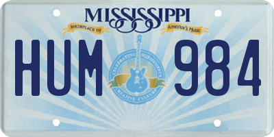 MS license plate HUM984