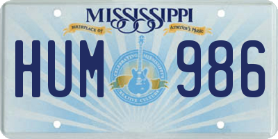 MS license plate HUM986