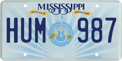 MS license plate HUM987