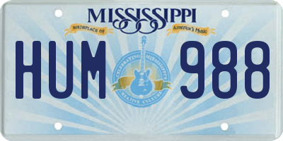 MS license plate HUM988