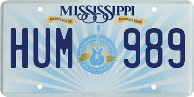 MS license plate HUM989