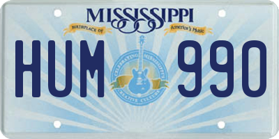 MS license plate HUM990