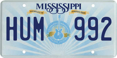 MS license plate HUM992